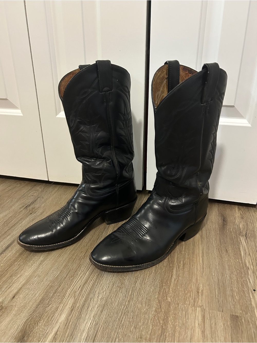 VTG Men Tony Lama VM2298 Black leather Boots cowboy Western 10D